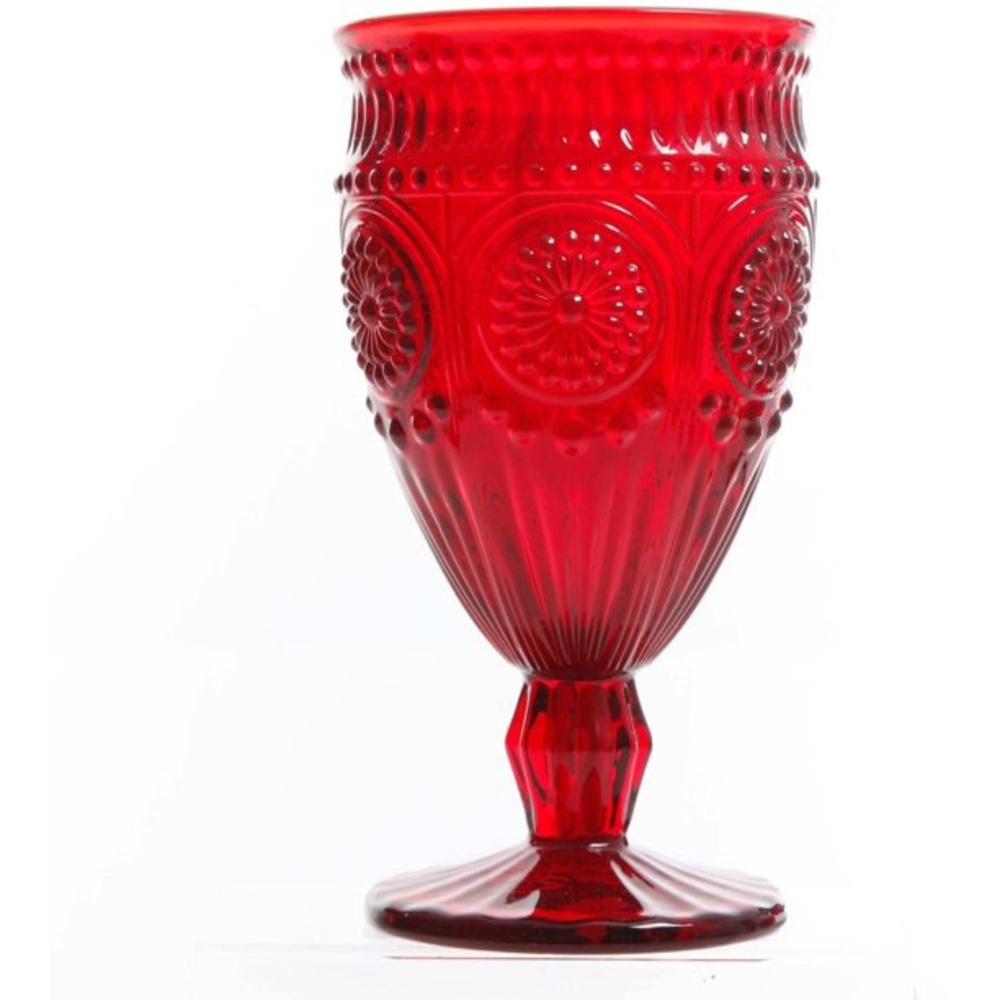 The Pioneer Woman Adeline Embossed Goblets, RED, 12-Ounces, Set of 4 - Picture 2 of 2